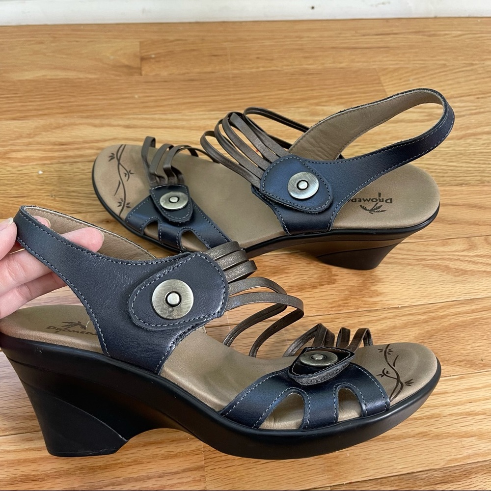 Brown and Black Wedge Sandals with Cushioned Footbed